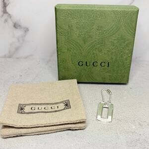 Gucci 925 Sterling Silver Dog Tag Charm 1.5” New w Box Dust Bag